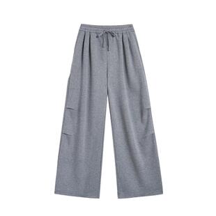 紫涵高腰阔腿裤女秋冬慵懒松弛垂感裤子韩系高级感捏褶休闲伞兵裤