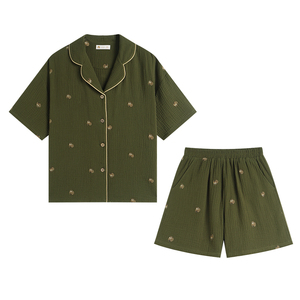夏季纯棉开衫森系少女家居服套装