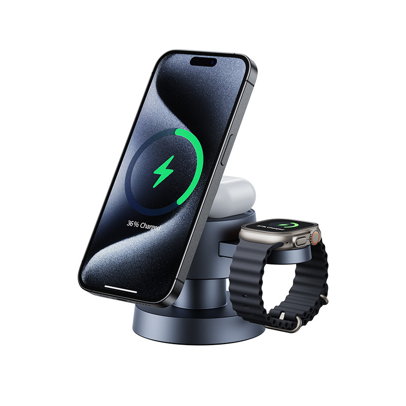 小蘑菇灯磁吸三合一无线充电器适用iphone16pro苹果15/14手机13立式支架apple watch手表airpo