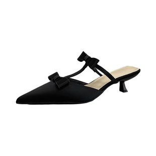 绝美气质高跟鞋女2026春夏新款法式细跟蝴蝶结一字带后空包头凉鞋