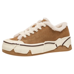 BeauToday休闲板鞋女款冬季BT复古厚底增高鞋运动鞋加绒休闲鞋子