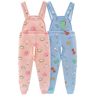 宝宝背带保暖裤秋冬季南极棉棉裤纯棉护肚裤儿童加长加厚幼儿园穿