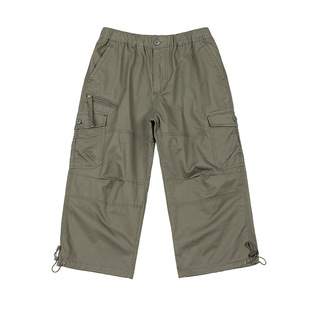 夏季薄款新品纯棉防丢拉链口袋男士纯棉宽松八分裤男工装裤中短裤