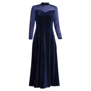 礼服金丝绒秋冬长款连衣裙丈母娘中年妈妈婚宴喜婆婆大码平时可穿