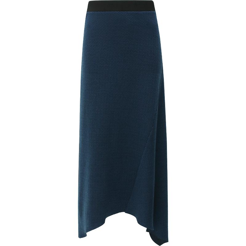 【3件5折】COCOBELLA优雅人字纹半身裙不对称针织裙长裙HS518