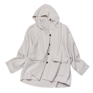 <冬序>加密连帽休闲中长款羊绒大衣 NGWT25155