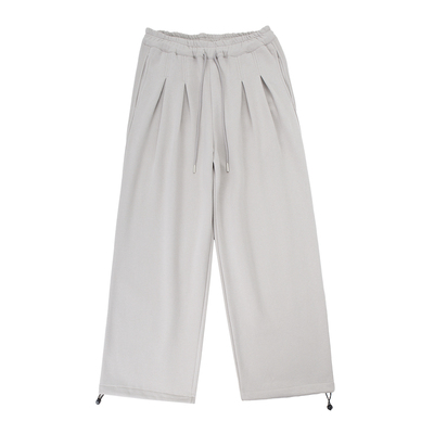 白色加绒卫裤冬季宽松直筒束脚