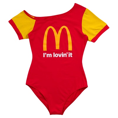 夏日短袖字母M二次元连体泳衣女