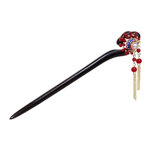 黑檀木古风发簪新中式流苏步摇可双面盘发汉服簪子头饰旗袍挽发女