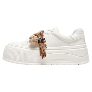 达芙妮厚底小白鞋女2025新款秋季增高鞋子软底休闲运动鞋白色板鞋