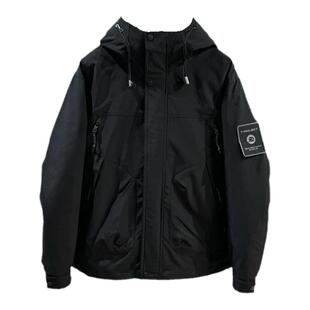 冬季拉链设计工装风羽绒服男加厚保暖上衣可脱卸内胆连帽鸭绒外套