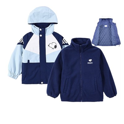 史努比厚款秋冬装夹棉儿童冲锋衣