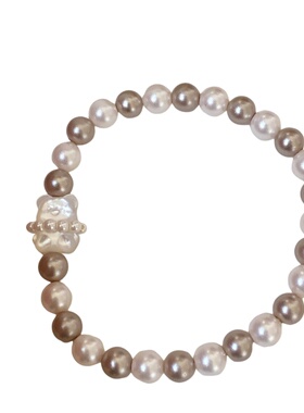 韩系原创天然贝母小熊手链