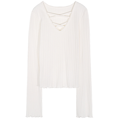 落落狷介白色设计感针织衫女