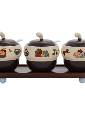 cookzone可爱陶瓷调料罐套装