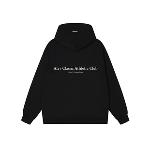 ATRY字母标语刺绣花连帽卫衣 秋冬季国潮牌美式复古重磅情侣帽衫