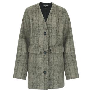 【折扣季】COCOBELLA拉绒格纹羊毛呢子大衣冬保暖毛呢外套WL7058