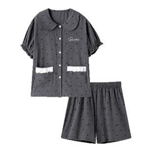 浪莎凉爽纯棉睡衣女款夏季短袖2025新款大码开衫高级感家居服套装