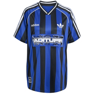 adidas阿迪达斯25夏三叶草V领足球衫女复古ADITUFF短袖T恤KD2274