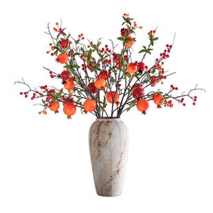 仿真花石榴果装饰摆件红色发财果高档乔迁花束客厅电视柜花艺摆设