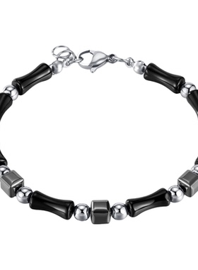 黑色竹节串珠金属锁骨链男女百搭