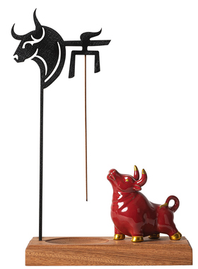 【牛市大吉】生肖牛年吉祥物办公室桌面线香插香座香薰炉装饰摆件
