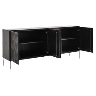 进口北欧表情餐边柜柚木客厅玄关柜高款电视柜实木家具黑色边柜