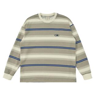 Mentmate 日系秋冬基础百搭条纹圆领T恤打底衫 男女复古卫衣内搭