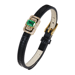 若华珠宝迷方 赞比亚祖母绿手链女18K金宝石腕带彩宝手饰配扣定制
