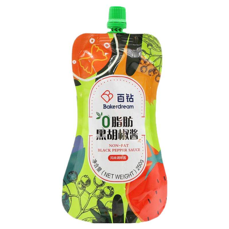百钻0脂肪黑胡椒酱 牛排酱专用黑椒酱意大利面烤肉调料小包装250g