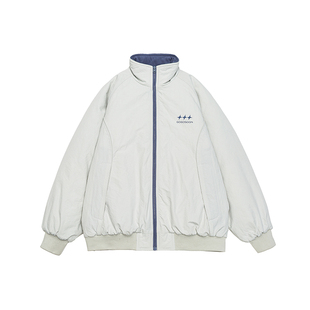 GOGOSOON绒面立领棉衣男新款2025冬季外套撞色复古宽松青少年棉袄