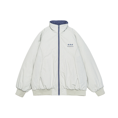 GOGOSOON绒面立领棉衣男新款2025冬季外套撞色复古宽松青少年棉袄