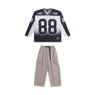 元旦美式嘻哈hiphop儿童酷帅舞蹈表演服男童少儿街舞演出服套装