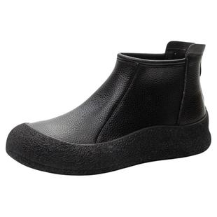 真皮短靴马丁靴大码女鞋41到43显脚小软底不累脚秋冬加绒平底休闲