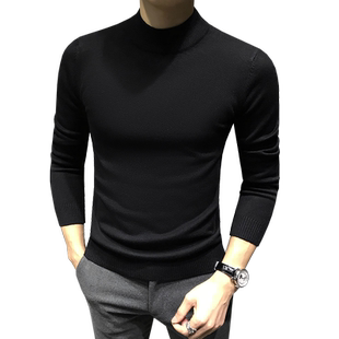 秋冬半高领毛衣男加绒2025新款男士针织紧身内搭修身冬季高级打底