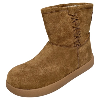 大丫丫大码女鞋绒面套筒雪地靴