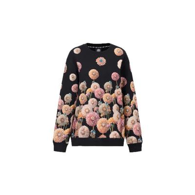 TCH潮酷个性宽松百搭烫钻花朵圆领卫衣男女同款2025年春夏新款