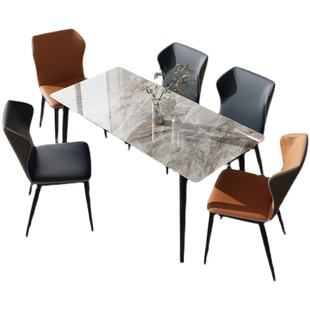 意式极简风餐桌轻奢高端2021新款岩板餐桌椅子现代简约长方形饭桌