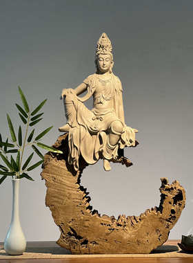 新中式佛像水月自在观音菩萨禅意供奉摆件玄关茶室客厅博古架装饰