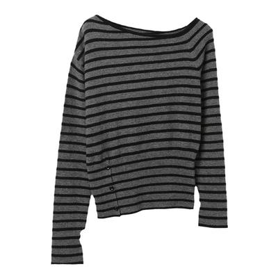 西町村屋气质羊毛收腰条纹针织衫