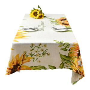 桌布向日葵棉麻布艺田园美式餐桌椅子套罩茶几桌布棉麻长方形防烫