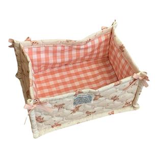 粉色小熊收纳筐布艺桌面收纳盒家用客厅床头杂物收纳整理筐可折叠