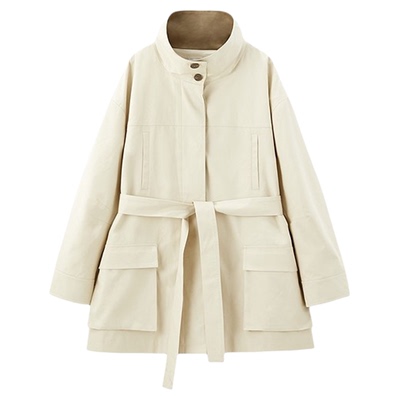 【张婧仪同款】太平鸟人生风衣外套女25商场新款卡其色A1BEF3329