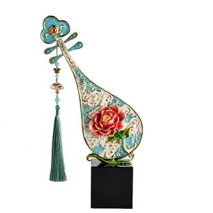 新中式珐琅彩牡丹花琵琶摆件客厅电视酒柜艺术装饰品乔迁新居礼品