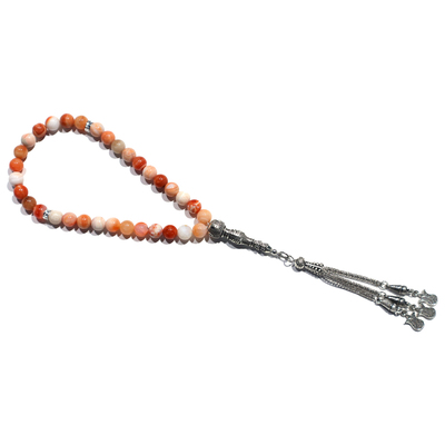 天然橙线玛瑙33颗手工文玩串珠