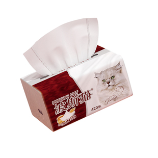 波斯猫纸巾抽纸家用实惠装整箱纸抽金装420张餐巾纸卫生纸面巾纸