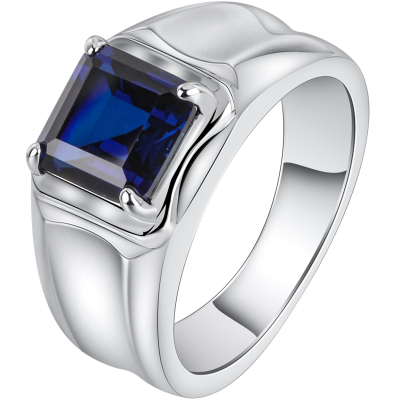 男士925银蓝宝石戒指刻字