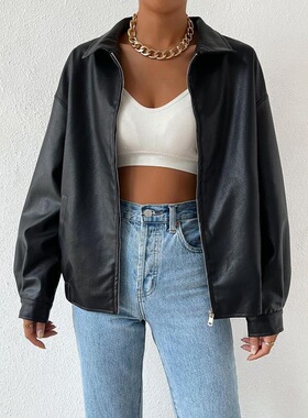 K 22102 Women's Motorcycle Jacket 机车夹克 欧美风向跨境亚马