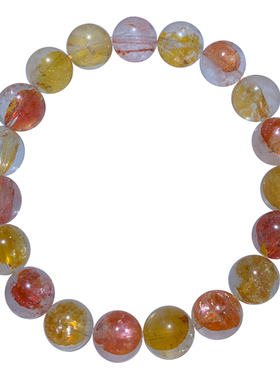 天然锦鲤胶花原色单圈手串黄水晶