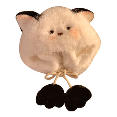 可爱猫耳朵毛绒绒帽子女秋冬季加绒加厚保暖防寒护耳雷锋帽显脸小